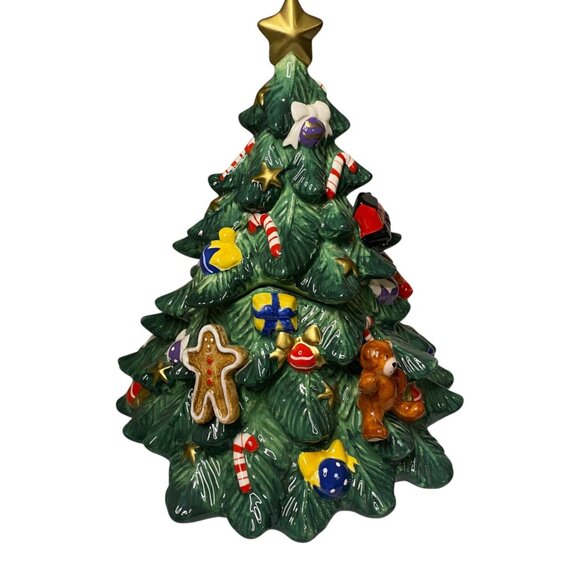St. Nicholas Square Snowball Buddies Ceramic Christmas Tree Cookie Jar With Lid - Picture 3 of 13